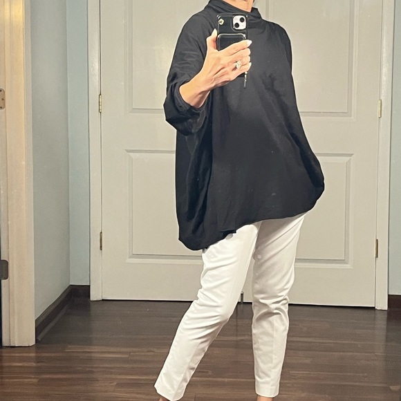 Eskandar black 100% prima cotton turtleneck top - Picture 2 of 11